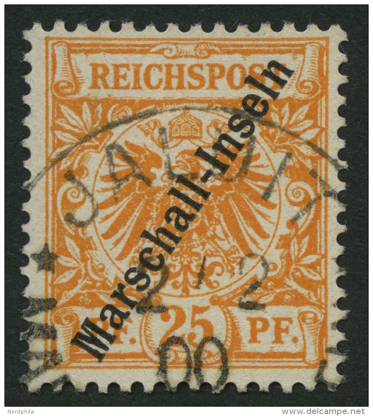 MARSHALL-INSELN 5IIa O, 1899, 25 Pf. Gelblichorange, Berliner Ausgabe, Pracht, Fotoattest Jäschke-L., Mi. 1100.- - Marshall