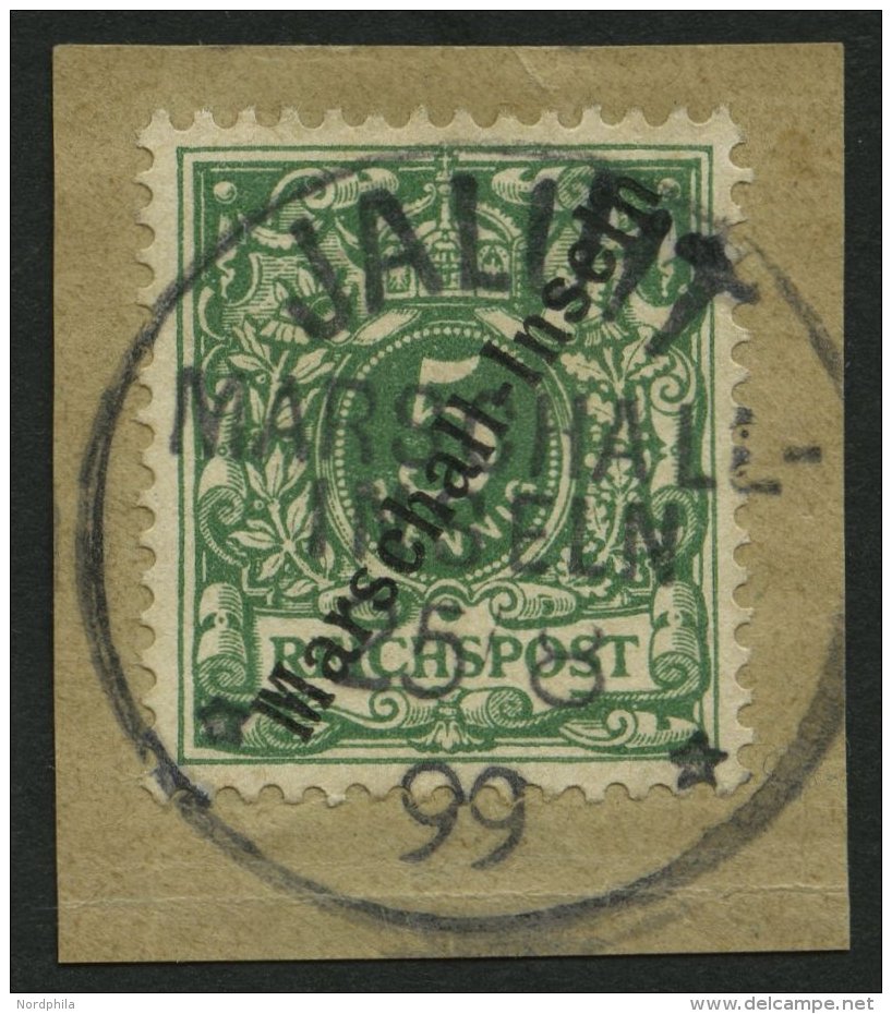 MARSHALL-INSELN 2I BrfStk, 1899, 5 Pf. Jaluit-Ausgabe, Kabinettbriefstück, Fotoattest Jäschke-L. - Marshall