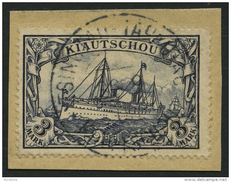 KIAUTSCHOU 16 BrfStk, 1901, 3 M. Violettschwarz, Stempel TSINGTAU TAPAUTAU, Prachtbriefstück, Signiert Köhler, - Kiautchou