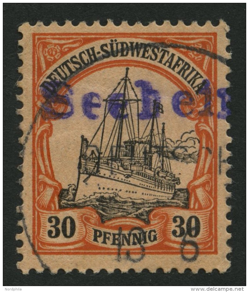 DSWA 16 O, SEEHEIM, Violetter Wd-Stempel Auf 30 Pf., Kleine Bugspur Sonst Pracht - Sud-Ouest Africain Allemand