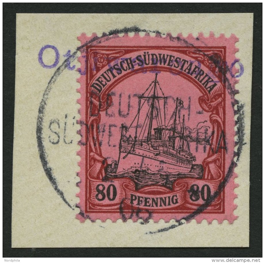 DSWA 19 BrfStk, OTJIWARONGO, Violetter Wd-Stempel (Schreibmaschinenschrift) Ideal Auf 80 Pf., Prachtbriefstück - Sud-Ouest Africain Allemand