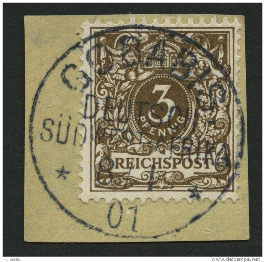 DSWA M 45e BrfStk, 1899, Mitläufer: 3 Pf. Dunkelockerbraun, Zentrischer Stempel GOBABIS, Kabinettbriefstück - Sud-Ouest Africain Allemand