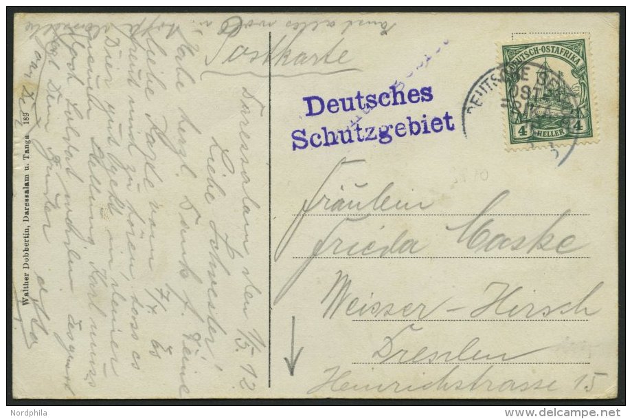 DEUTSCH-OSTAFRIKA 31 BRIEF, 1912, 4 H. Dunkelgrün, Mit Wz., Mit Seepoststempel OST-AFRIKA LINIE B, 1.5.12 Und Viole - Afrique Orientale