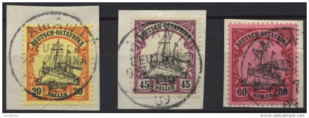 DEUTSCH-OSTAFRIKA 26,28/9 BrfStk, 1905, 20, 45 Und 60 H. Kaiseryacht, Ohne Wz., 3 Prachtbriefstücke, Mi. (185.-) - Afrique Orientale