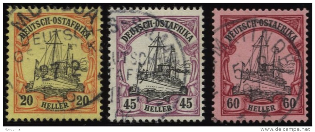 DEUTSCH-OSTAFRIKA 26,28/9 O, 1905, 20, 45 Und 60 H. Kaiseryacht, Ohne Wz., 3 Prachtwerte, Mi. 185.- - Africa Orientale Tedesca