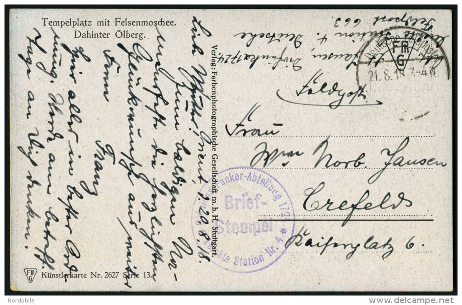 DP TÜRKEI 1918, Feldpoststation NAZARETH Auf Feldpost-Ansichtskarte, Briefstempel Funkerabteilung 1724, Pracht - Turquie (bureaux)