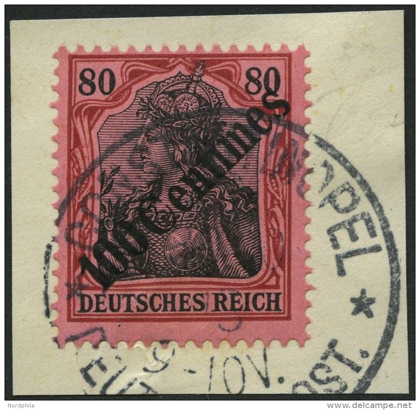 DP TÜRKEI 52 BrfStk, 1908, 100 C. Auf 80 Pf. Diagonaler Aufdruck, Prachtbriefstück, Gepr. Bothe, Mi. (80.-) - Turquie (bureaux)