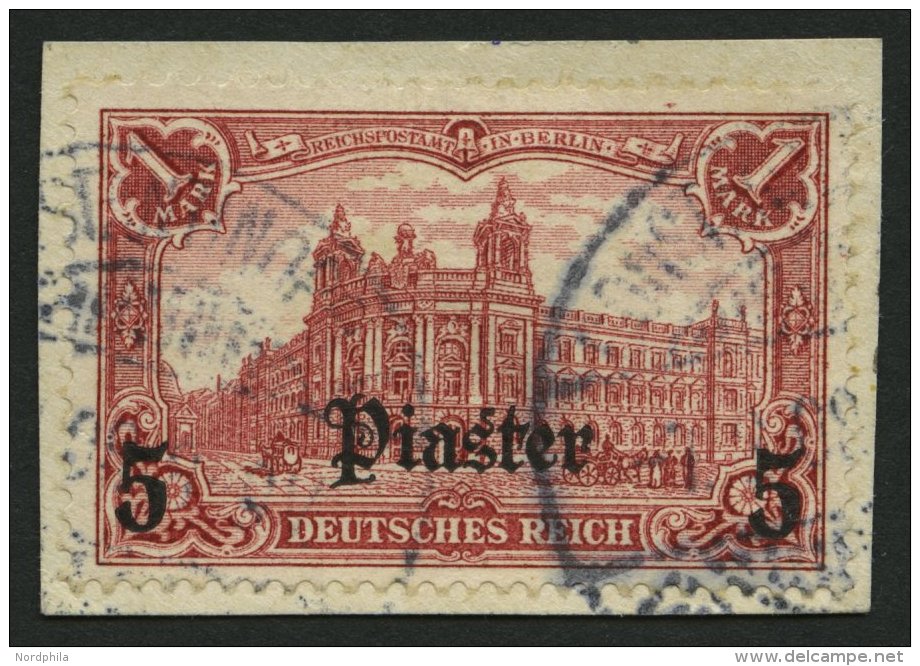 DP TÜRKEI 32B BrfStk, 1905, 5 Pia. Auf 1 M. Ohne Wz., Gezähnt B, Prachtbriefstück, Mi. 60.- - Turquie (bureaux)