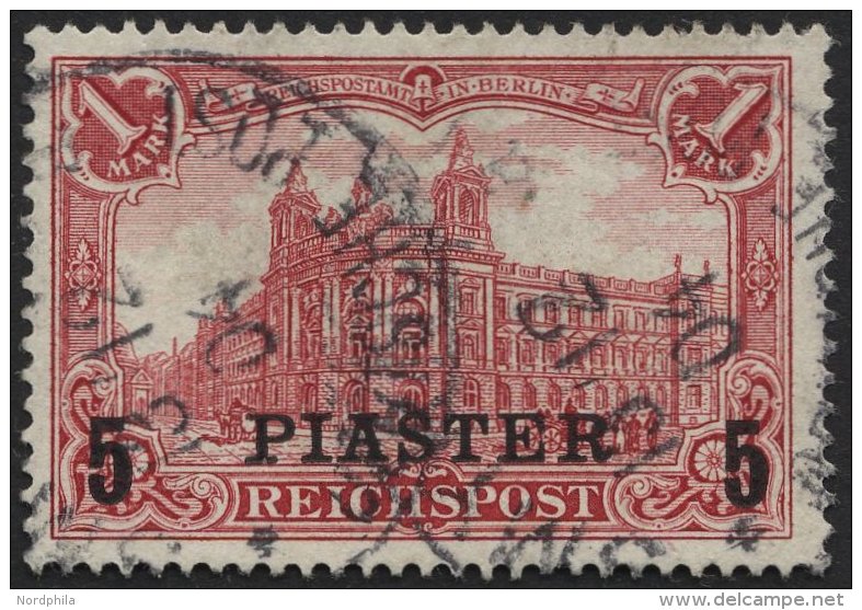 DP TÜRKEI 20II O, 1903, 5 PIA. Auf 1 M., Aufdruck Type II, üblich Gezähnt Pracht, Mi. 130.- - Turquie (bureaux)