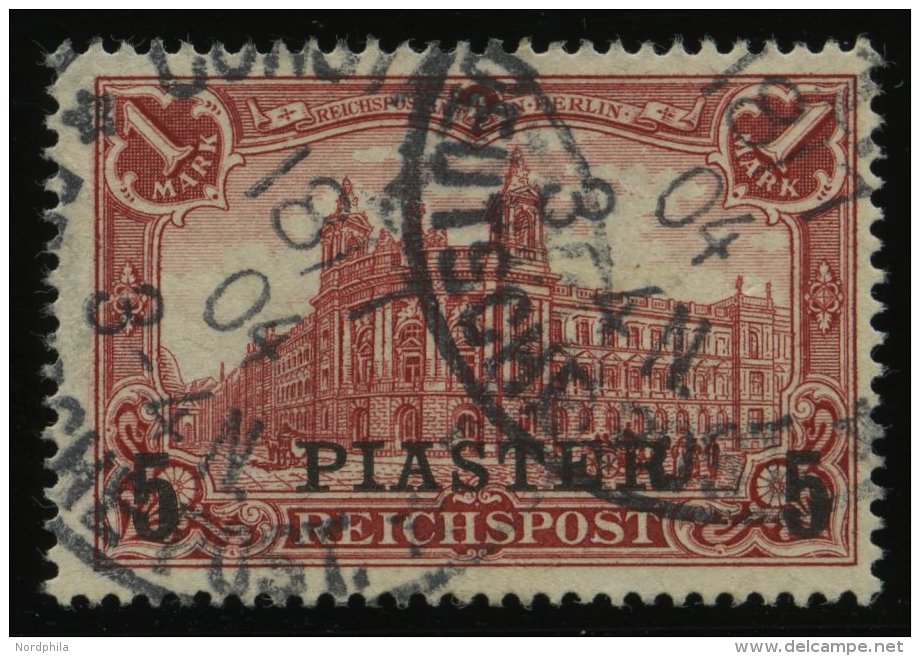 DP TÜRKEI 20II O, 1903, 5 PIA. Auf 1 M., Aufdruck Type II, Pracht, Mi. 130.- - Turquie (bureaux)