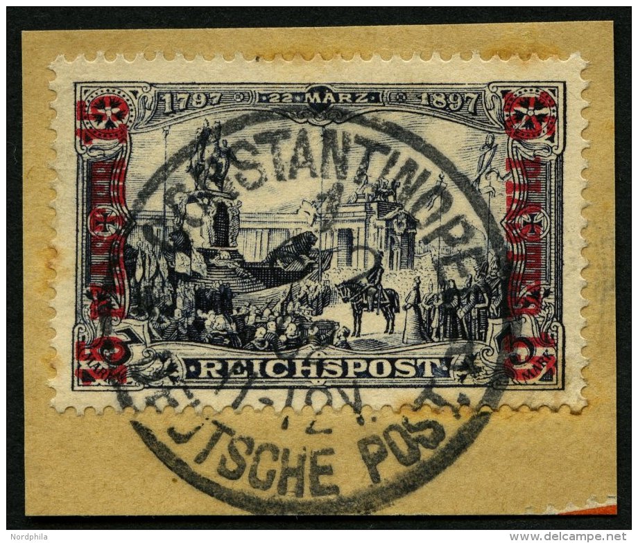 DP TÜRKEI 22I/II BrfStk, 1900, 15 PIA. Auf 2 M., Type II, Minimal Leimfleckig Sonst Prachtbriefstück, Mi. 200. - Turquie (bureaux)