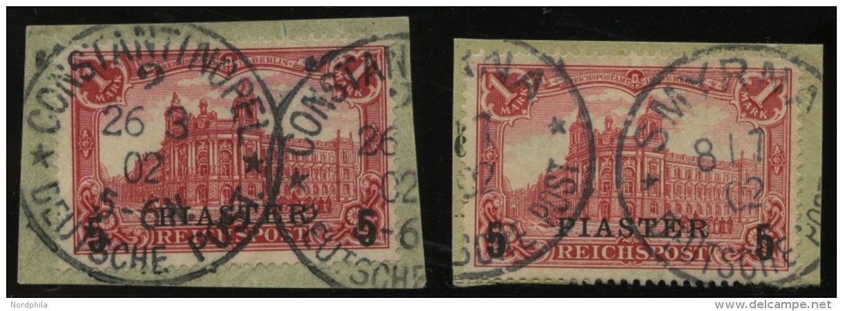 DP TÜRKEI 20Ia BrfStk, 1900, 5 PIA. Auf 1 M. Rot, Mit Höher Und Tiefer Stehendem Aufdruck, 2 Prachtbriefst&uum - Turquie (bureaux)