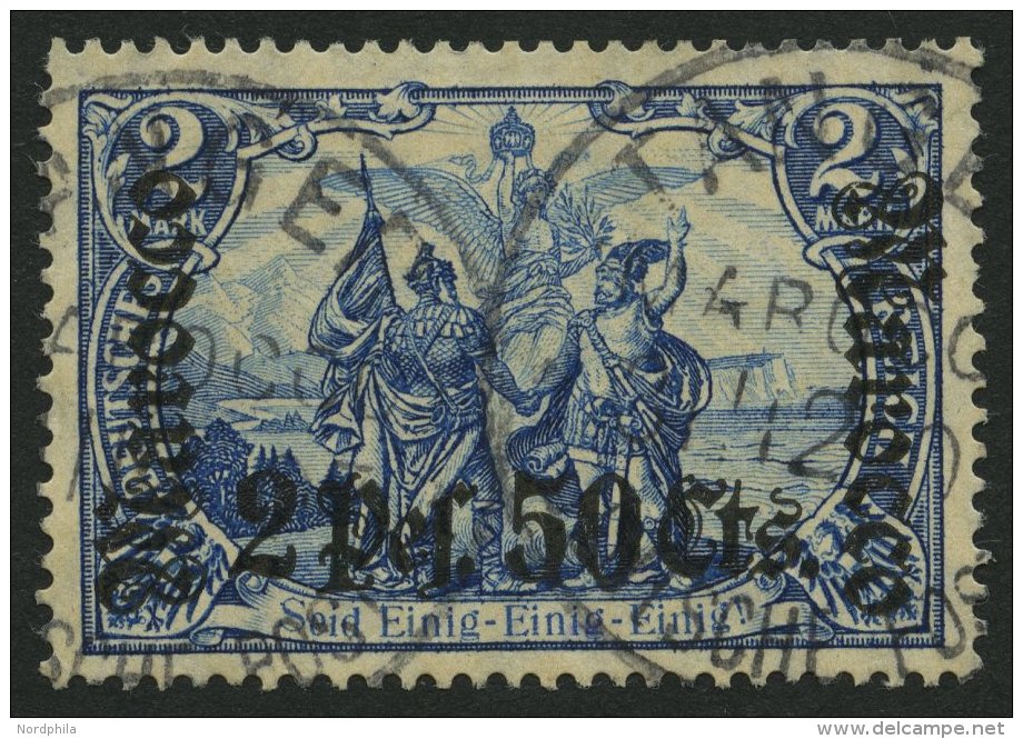 DP IN MAROKKO 44 O, 1906, 2 P. 50 C. Auf 2 M., Mit Wz., Normale Zähnung, Pracht, Mi. 220.- - Marocco (uffici)