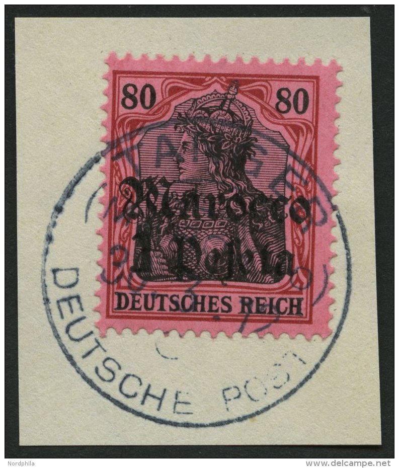 DP IN MAROKKO 42 BrfStk, 1911, 1 P. Auf 80 Pf., Mit Wz., Prachtbriefstück, Gepr Pauligk, Mi. (350.-) - Maroc (bureaux)