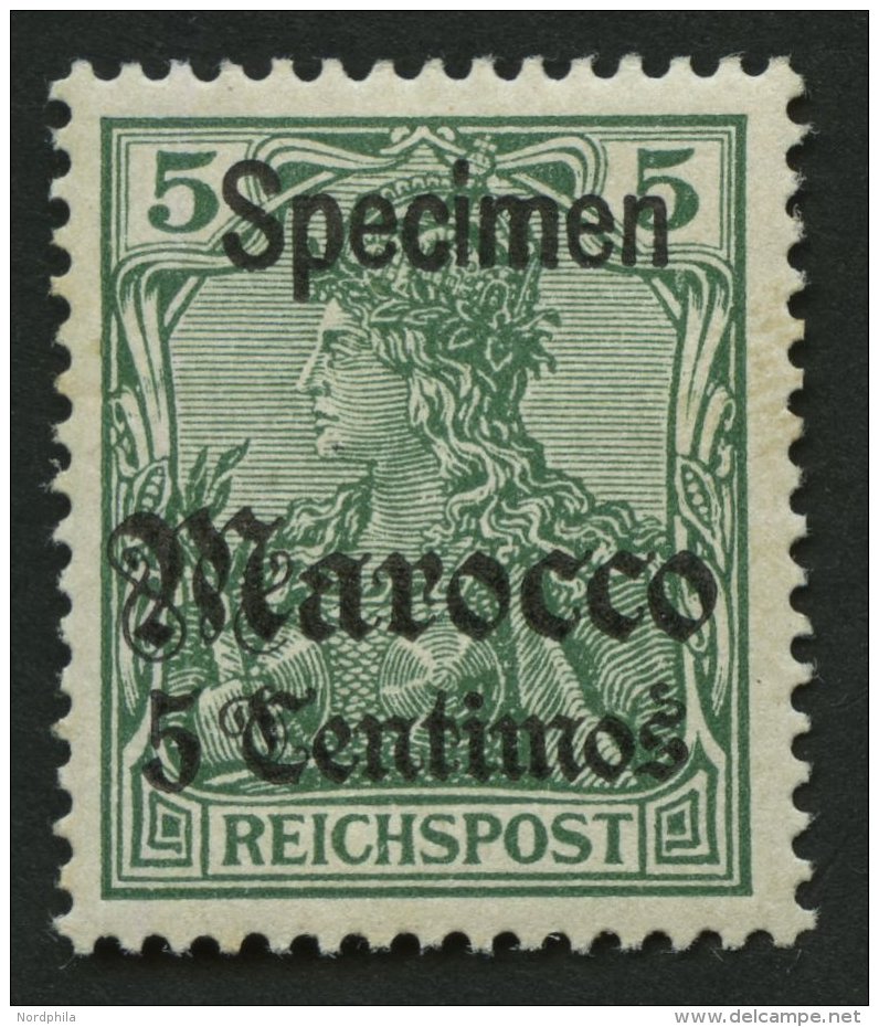 DP IN MAROKKO 20SP *, 1905, 5 C. Auf 5 Pf. Reichspost Mit Aufdruck Specimen, Falzrest, Pracht, Mi. 350.- - Maroc (bureaux)