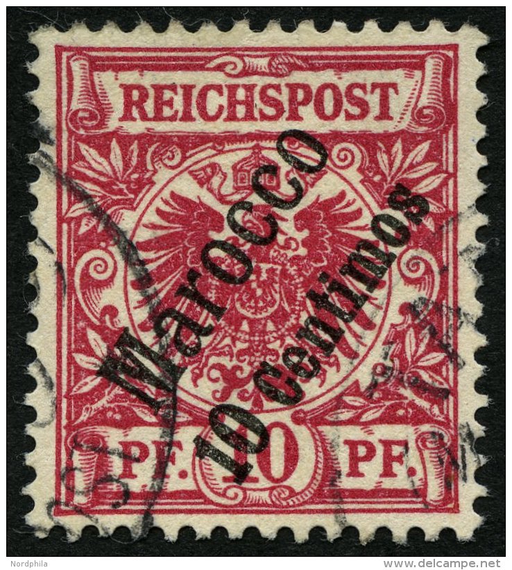 DP IN MAROKKO 3c O, 1899, 10 C. Auf 10 Pf. Rotkarmin, Pracht, Fotobefund Jäschke-L., Mi. 260.- - Maroc (bureaux)