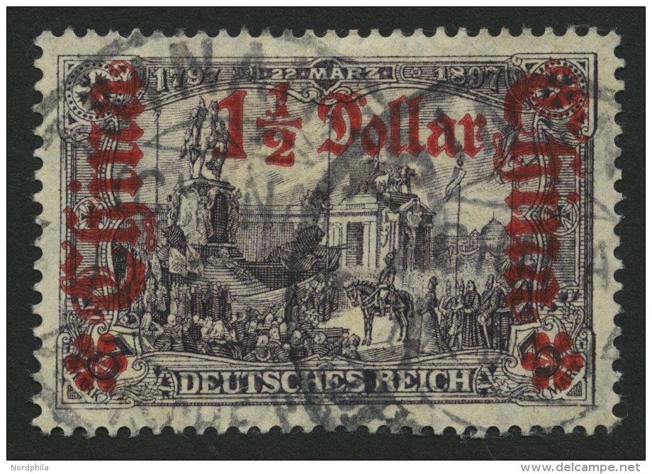 DP CHINA 46IAa O, 1921, 11/2 D. Auf 3 M. Schwärzlichviolett, Mit Wz., Stempel TSINANFU, Pracht, Signiert Starausche - Chine (bureaux)