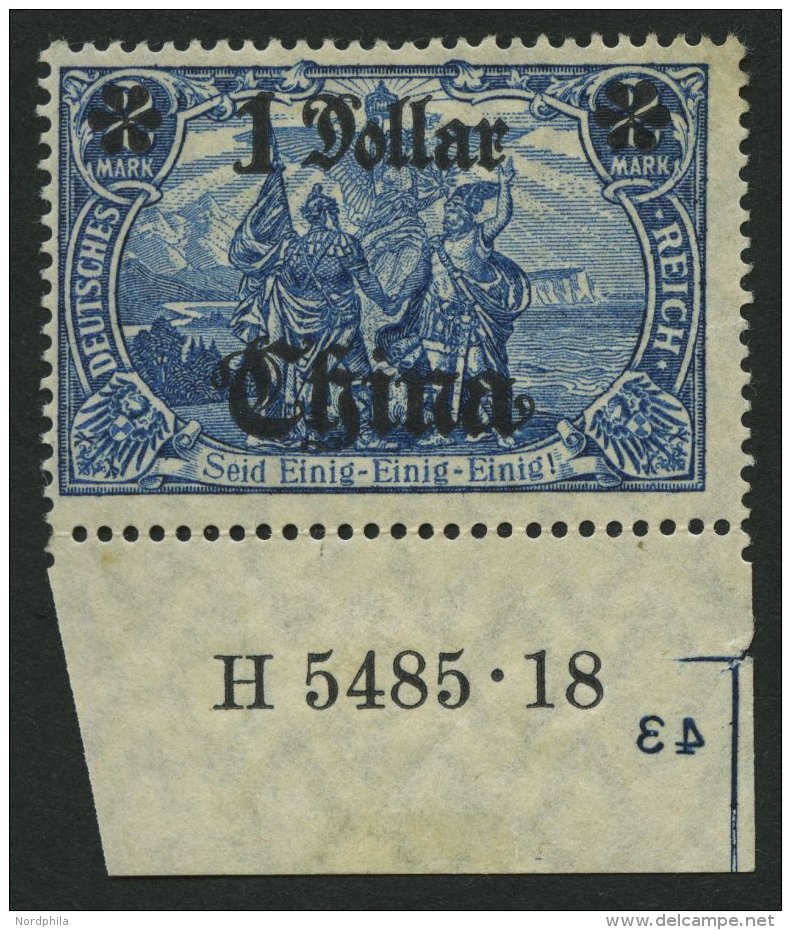 DP CHINA 45IIBM HAN *, 1919, 1 D. Auf 2 M., Mit Wz., Kriegsdruck, Gezähnt B, Aufdruck Rußig, Mit HAN 5485.18 - Chine (bureaux)