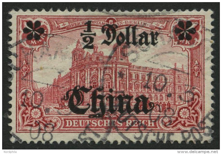 DP CHINA 34B O, 1905, 1/2 D. Auf 1 M., Ohne Wz., Gezähnt B, Pracht, Signiert, Mi. 85.- - Chine (bureaux)