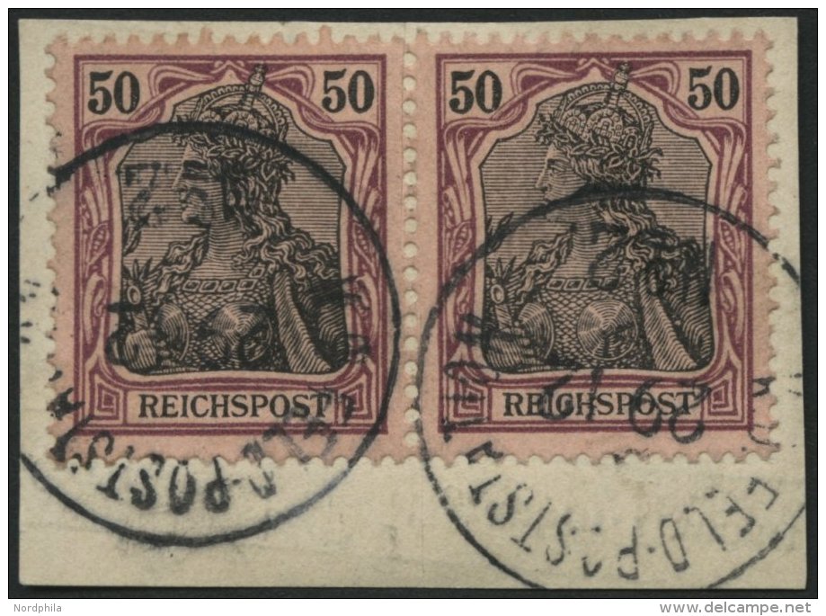 DP CHINA P Vg Paar BrfStk, Petschili: 1900, 50 Pf. Reichspost Im Waagerechten Paar Auf Postabschnitt (rückseitige T - Chine (bureaux)