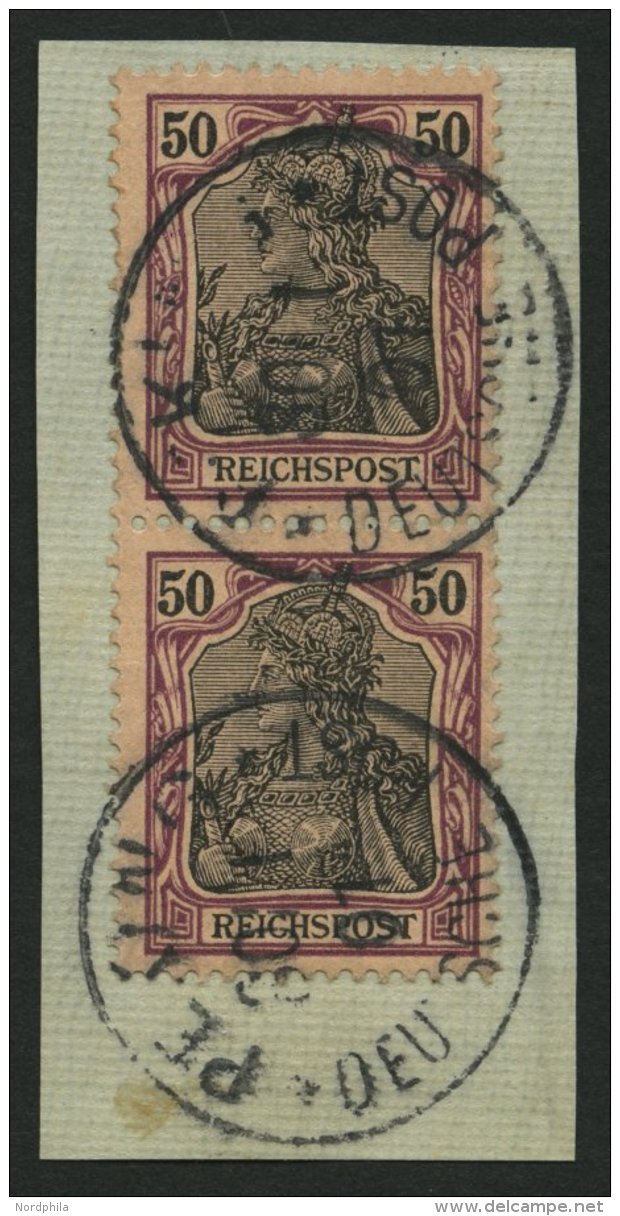 DP CHINA P Vg Paar BrfStk, Petschili: 1900, 50 Pf. Reichspost Im Senkrechten Paar, Stempel PEKING, Prachtbriefstück - Chine (bureaux)