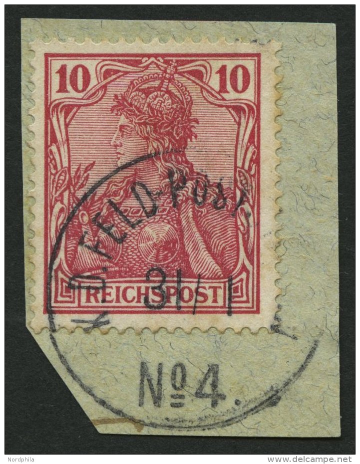 DP CHINA P Vc BrfStk, Petschili: 1900, 10 Pf. Reichspost, Stempel K.D. FELD-POSTSTATION No. 4, Prachtbriefstück - Chine (bureaux)