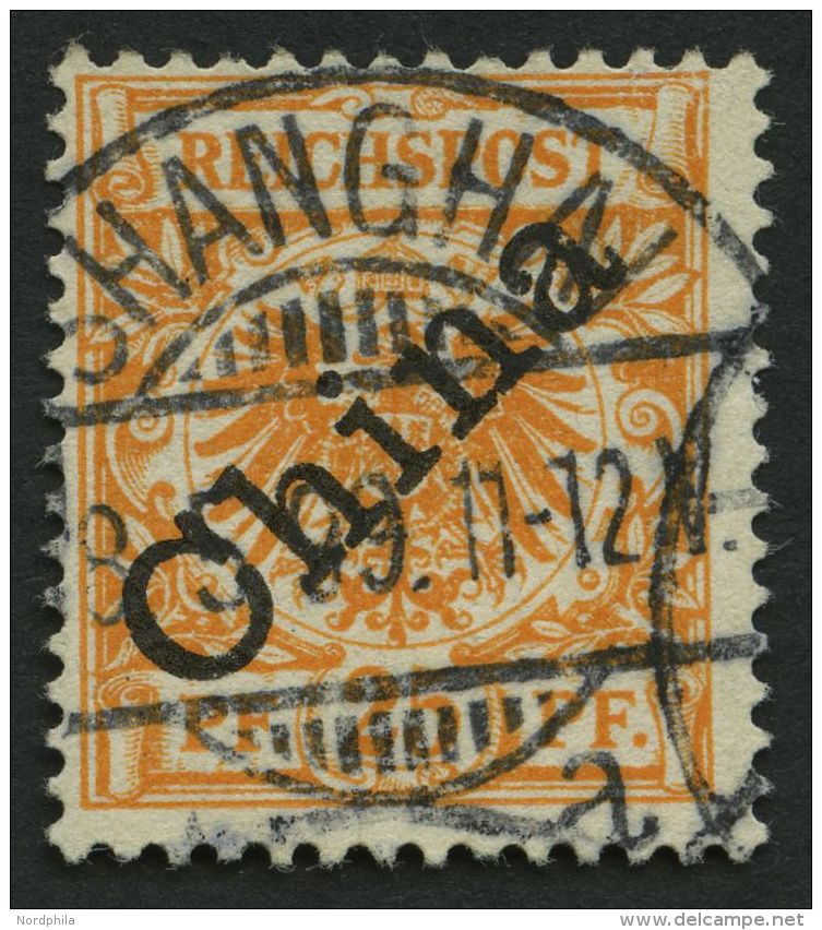 DP CHINA 5Ia O, 1898, 25 Pf. Gelblichorange Diagonaler Aufdruck, Pracht, Mi. 80.- - Chine (bureaux)