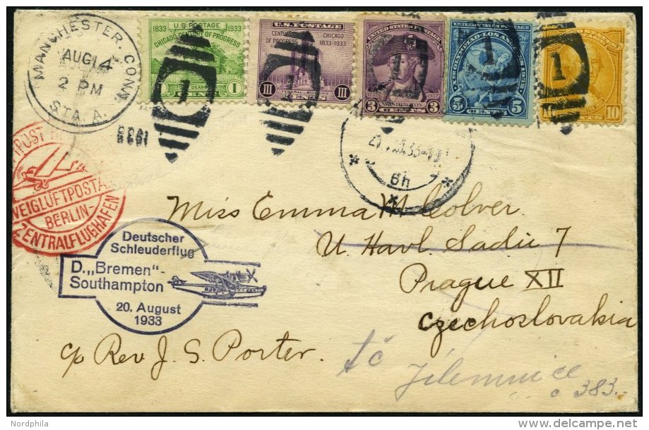 KATAPULTPOST 136a BRIEF, 20.8.1933, &amp;quot,Bremen&amp;quot, - Southampton, US-Landpostaufgabe, Brief Feinst - Lettres & Documents