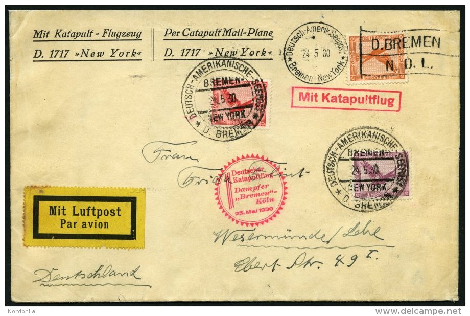 KATAPULTPOST 13c BRIEF, 25.5.1930, &amp;quot,Bremen&amp;quot, - Southampton, Deutsche Seepostaufgabe, Brief Feinst - Lettres & Documents