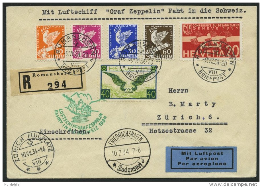 ZULEITUNGSPOST 259 BRIEF, Schweiz: 1934, Schweizfahrt, Einschreibbrief, Pracht - Zeppelins
