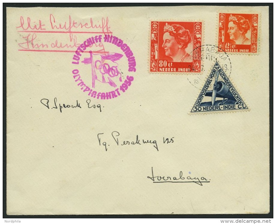 ZULEITUNGSPOST 427 BRIEF, Niederlande: 1936, Olympiafahrt, Prachtbrief - Zeppelins