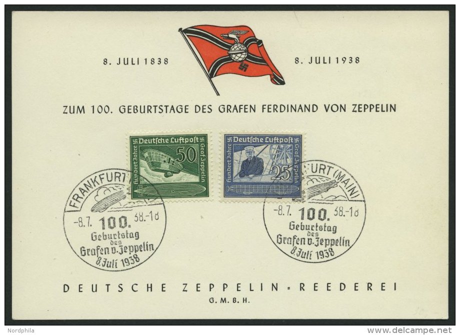 ZEPPELINPOST 0455VIIIA BRIEF, 1938, Gedenkblatt Mit Sonderstempel Frankfurt, Prachtkarte - Zeppelins