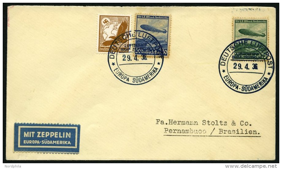 ZEPPELINPOST 347A BRIEF, 1936, 3. Südamerikafahrt, Bordpost, Prachtbrief - Zeppelins