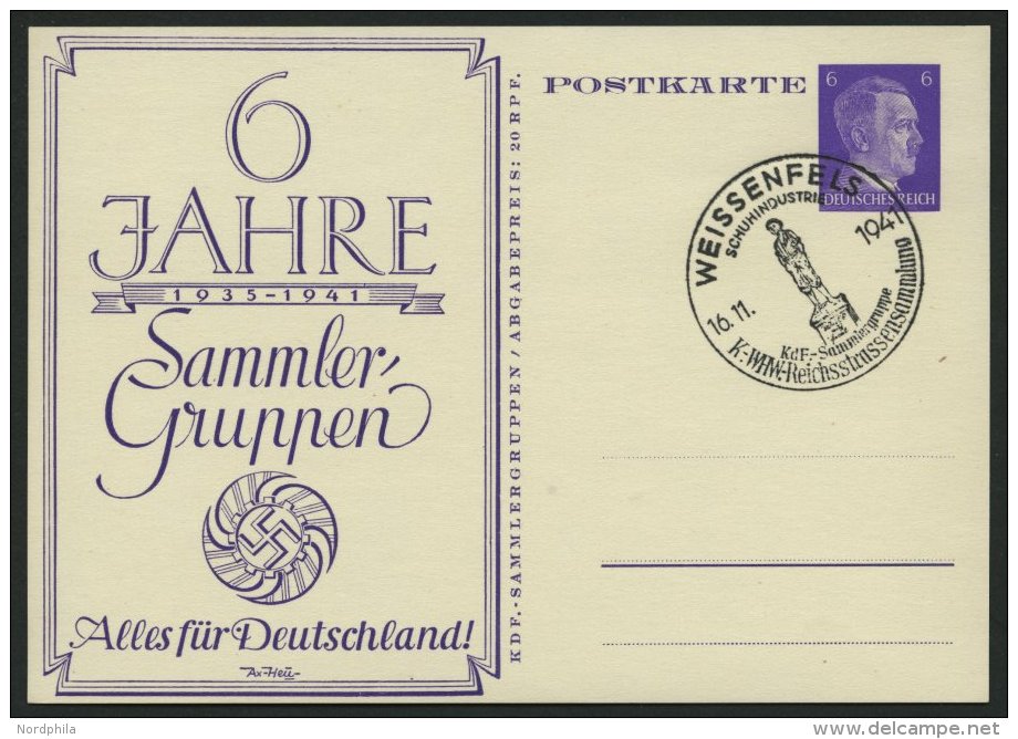 GANZSACHEN PP 156C3 BRIEF, Privatpost: 1941, 6 Hitler 6 Jahre Sammlergruppen Alles Für Deutschland!, Leer Gestempel - Altri & Non Classificati