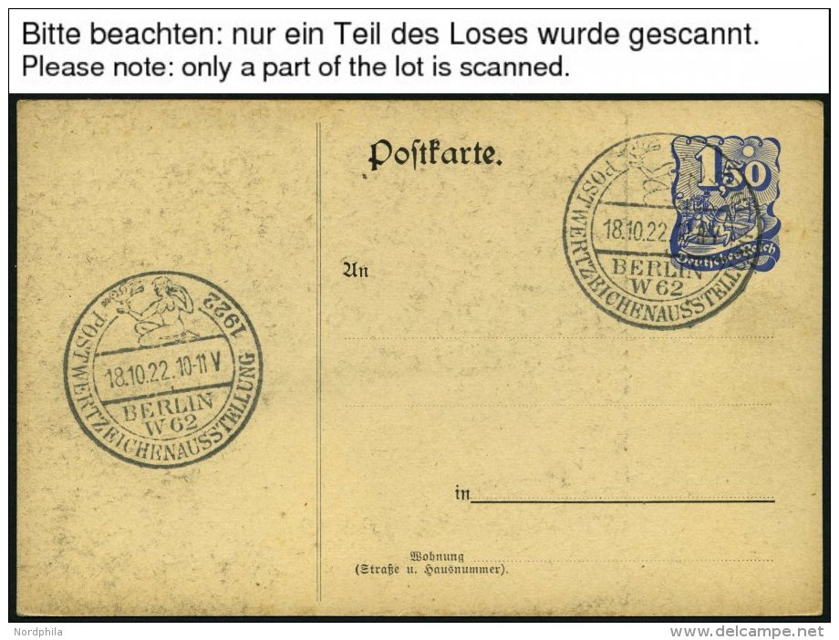 GANZSACHEN PP 54C1 BRIEF, Privatpost: 1922, 1.50 Postreiter Blau, Postkarte 11.5 Mm Vom Teilstrich Entfernt, Leer Gestem - Autres & Non Classés