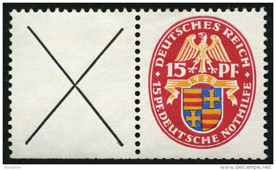 ZUSAMMENDRUCKE W 31 **, 1928, Nothilfe X + 15, Unten Starke Heftchenzähnung Sonst Pracht, Mi. 450.- - Se-Tenant