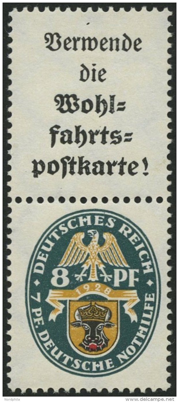 ZUSAMMENDRUCKE S 60 *, 1928, Nothilfe A1.1 + 8, Falzrest, Pracht, Mi. 540.- - Se-Tenant