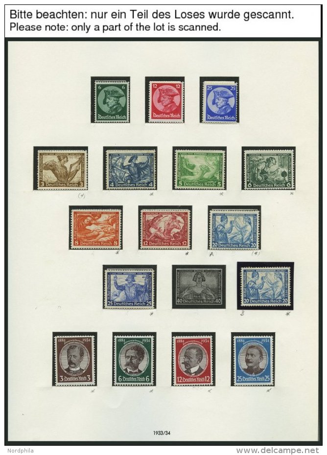 SAMMLUNGEN *,** , 1933-45, Ungebrauchte Sammlung Dt. Reich Mit Guten Mittleren Ausgaben Auf SAFE Falzlosseiten, Feinst/P - Oblitérés