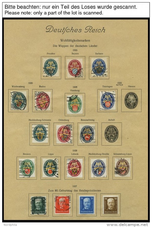 SAMMLUNGEN *,o , Restsammlung Dt. Reich Von 1923-45 Mit Noch Vielen Guten Mittleren Ausgaben, Feinst/Pracht, Hoher Katal - Oblitérés