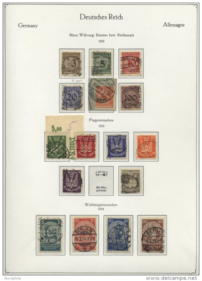 SAMMLUNGEN, LOTS O,BrfStk, BRIEF, Schöne Gestempelte Sammlung Dt. Reich Von 1923-32 Auf KA-BE-Falzlosseiten, Bis Au - Oblitérés