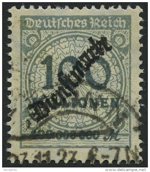 DIENSTMARKEN D 82 O, 1923, 100 Mio. M. Dunkelgrüngrau, Pracht, Gepr. Dr. Oechsner, Mi. 200.- - Servizio