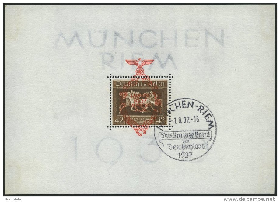 Dt. Reich Bl. 10 O, 1937, Block München-Riem, Ersttags-Sonderstempel, Pracht, Mi. (130.-) - Oblitérés