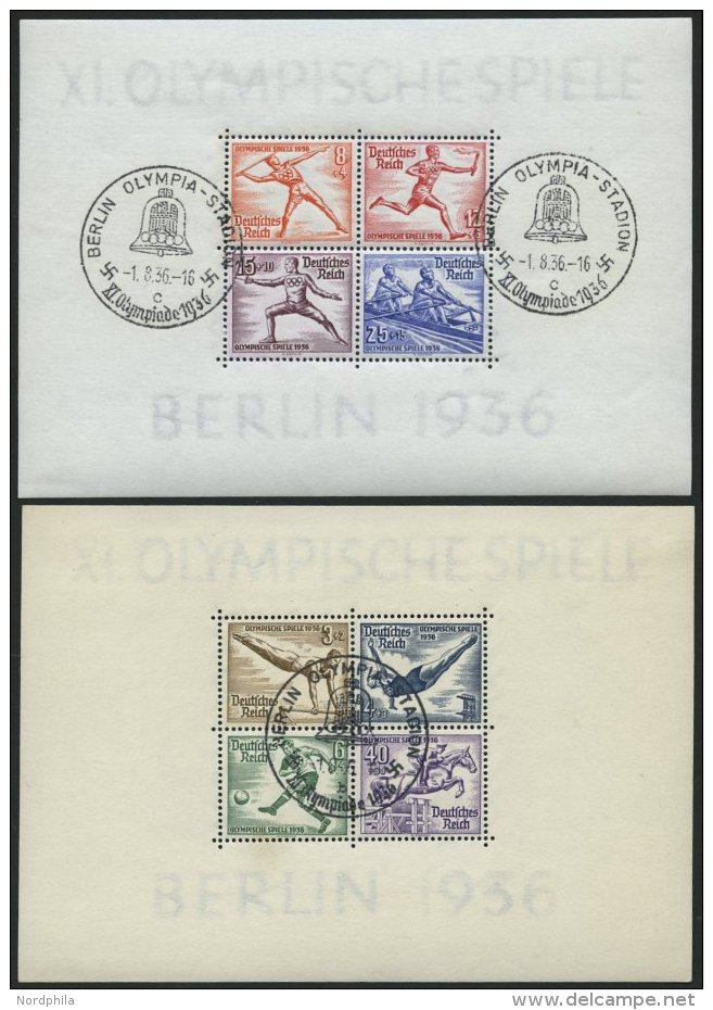Dt. Reich Bl. 5/6 O, 1936, Blockpaar Olympische Spiele, Ersttags-Sonderstempel, Pracht, Mi. (180.-) - Oblitérés