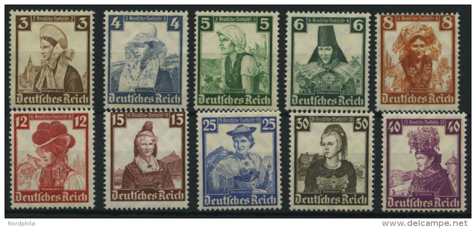 Dt. Reich 588-97 **, 1935, Trachten, Prachtsatz, Mi. 180.- - Oblitérés