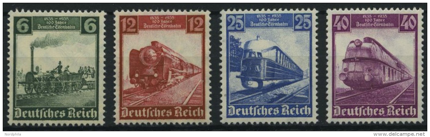Dt. Reich 580-83 **, 1935, 100 Jahre Eisenbahn, Prachtsatz, Mi. 130.- - Usati