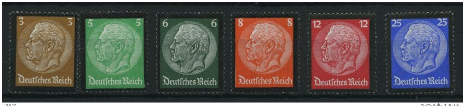Dt. Reich 548-53 **, 1934, Hindenburg-Trauer, Prachtsatz, Mi. 140.- - Oblitérés
