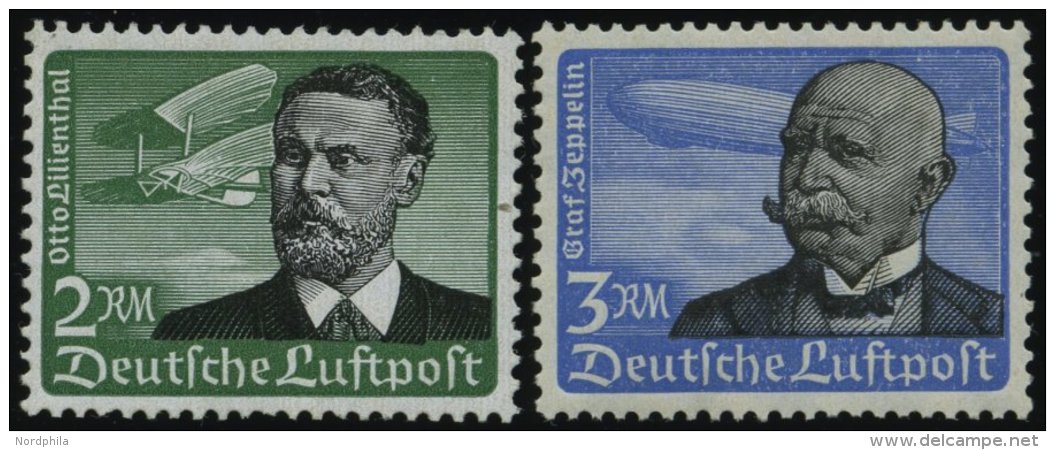 Dt. Reich 538/9x **, 1934, 2 RM Lilienthal Und 3 RM Graf Zeppelin, Senkrechte Gummiriffelung, 2 Prachtwerte, Mi. 330.- - Oblitérés