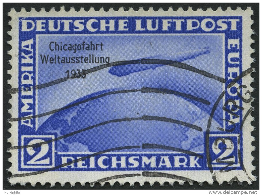 Dt. Reich 497 O, 1933, 2 RM Chicagofahrt, Teils Wellenstempel, Pracht, Mi. 250.- - Oblitérés