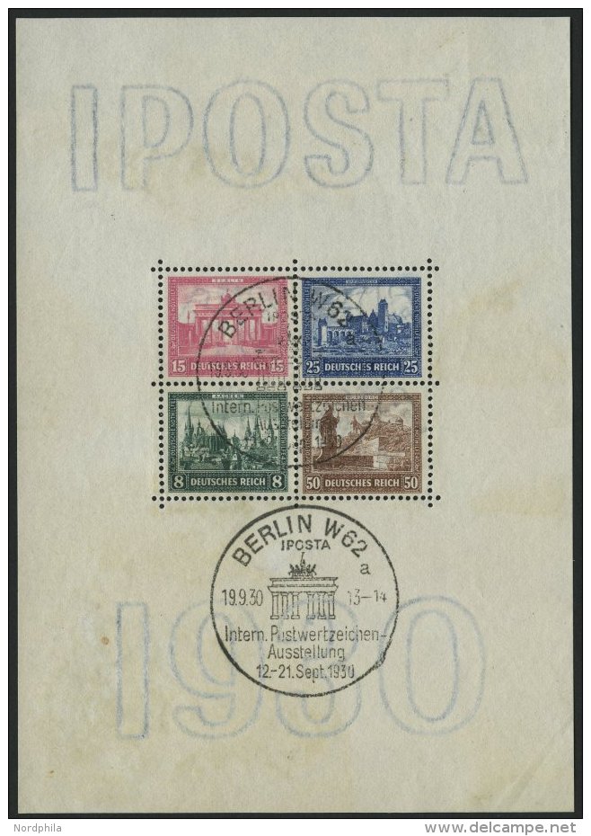 Dt. Reich Bl. 1 O, 1930, Block IPOSTA, Sonderstempel, Feinst (Rand Bügig Und Etwas Fleckig), Mi. 2000.- - Oblitérés