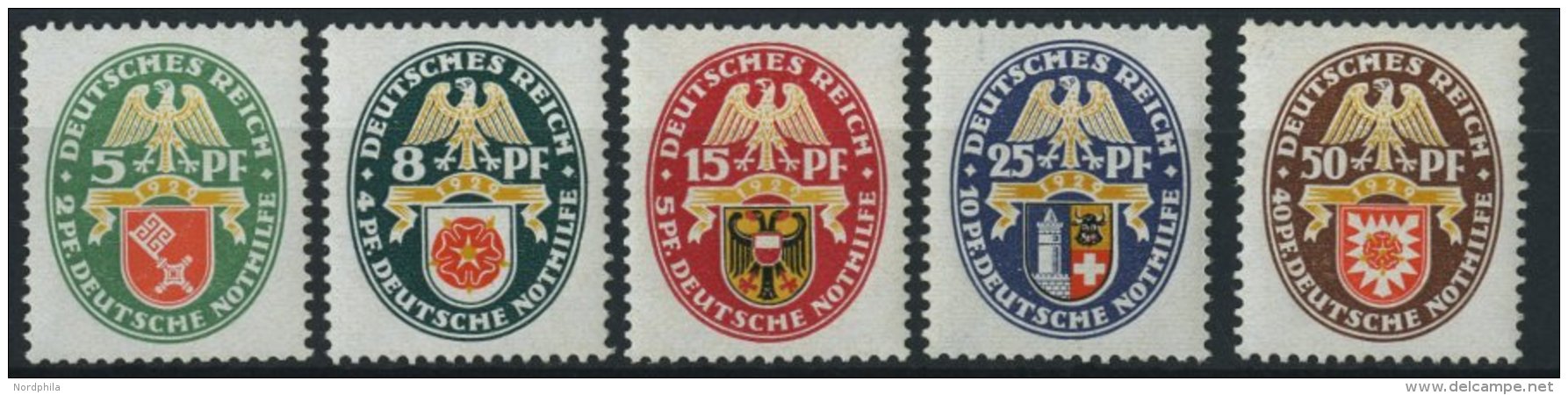 Dt. Reich 430-34 **, 1929, Nothilfe, Normale Zähnung, Prachtsatz, Mi. 240.- - Oblitérés